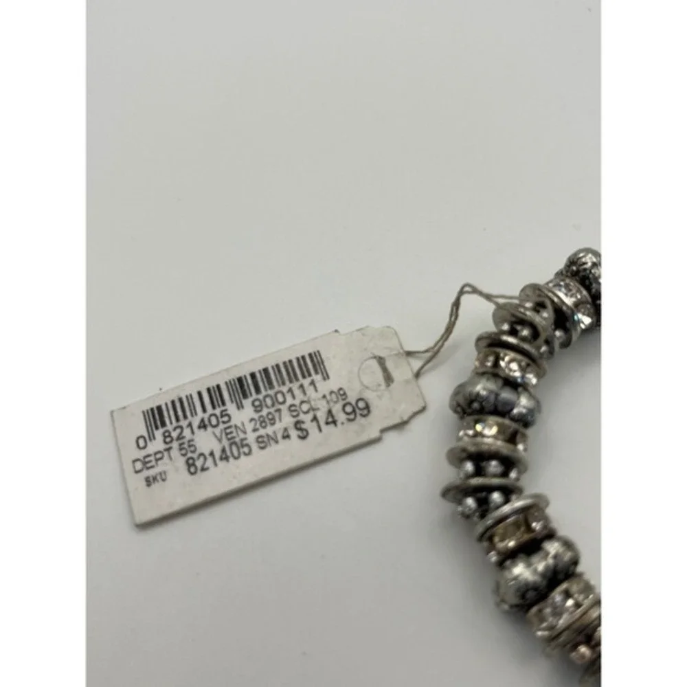 Bracelet Womens Silver New Crystal Rondelle Stretch Beaded Shimmer